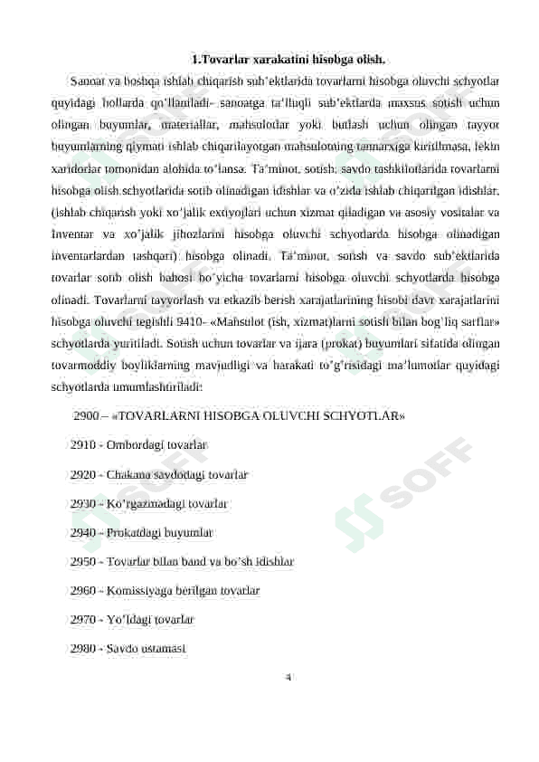 Tovarlar bilan band va bo'sh idishlar hisobi 4