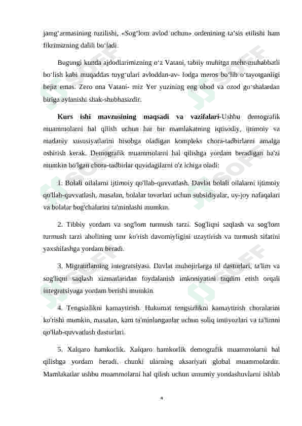 JAHON IQTISODIYOTIDA OZIQ OVQAT VA DEMOGRAFIK MUOMMOLAR,ULARNI BARTARAF ETISH BO'YICHA TIZIMLI CHORA-TADBIRLAR 4