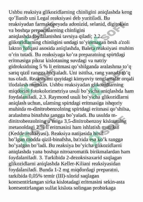 Fotometrik usulda yurak glikozodlarini sifat va miqdorini aniqlash 4