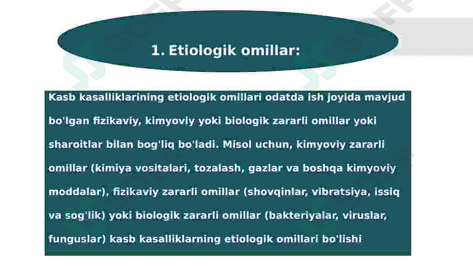Kasb kasalliklarining etiologik omillari, tasnifi, diagnostik prinsiplariva oldini olish chora tadbirlari 4