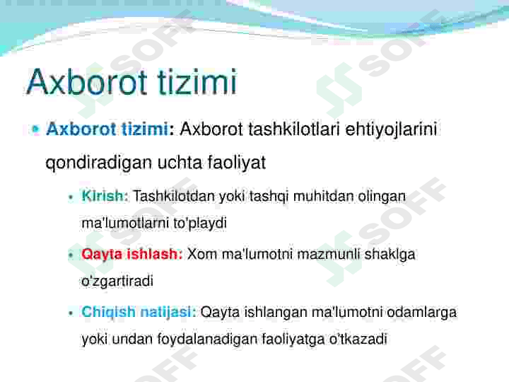 Ma‘lumotlar bazasini rejalashtirish, loyihalashlash va administratorlash. 4