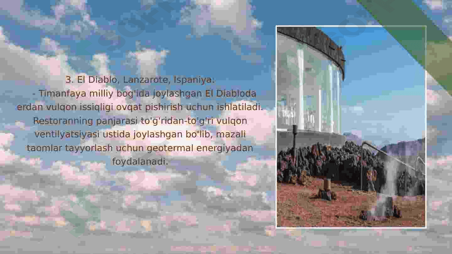 Dunyodagi eng noyob restoranlar roʻyxati va ular haqida malumot 4