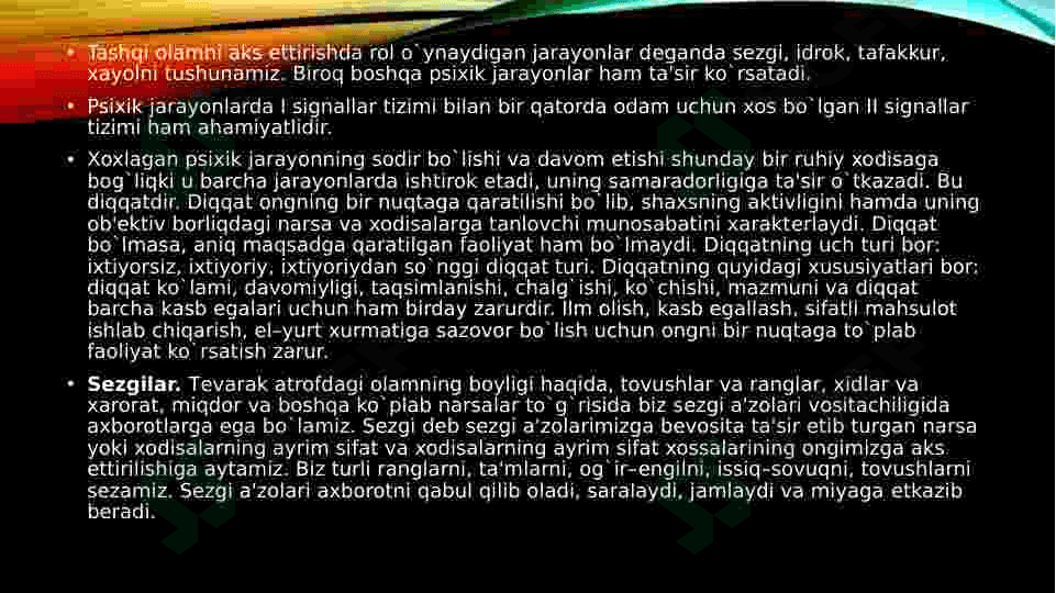 Psixik jarayonlar va miyaning o‘zaro aloqadorligi 4