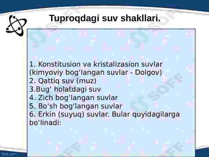 Tuproqdagi suvning shakllari 4