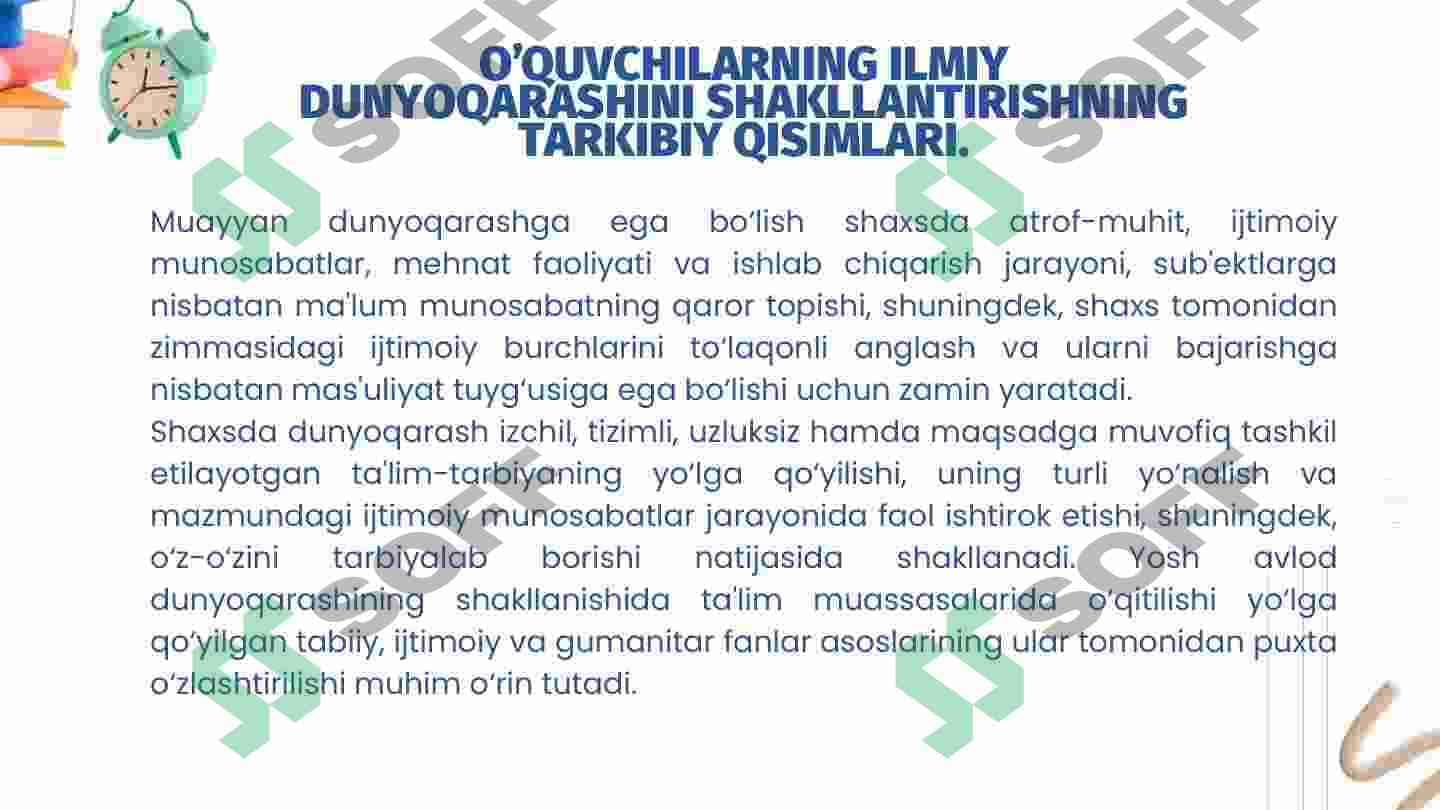 ILMIY DUNYOQARASHNI SHAKLLANTIRISH VA O’QUVCHILARNI AQLIY TARBIYALASH 4