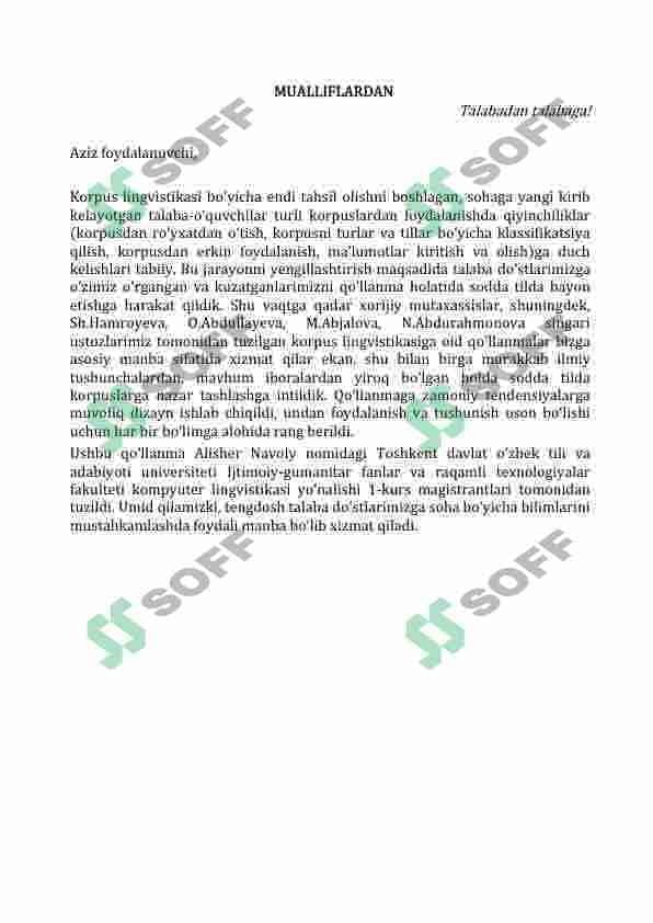 Korpus lingvistikasi. Qo'llanma 4