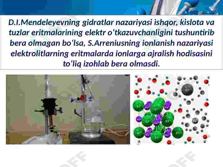 Elektrolitik dissotsiatsiyalanish nazariyasi 4