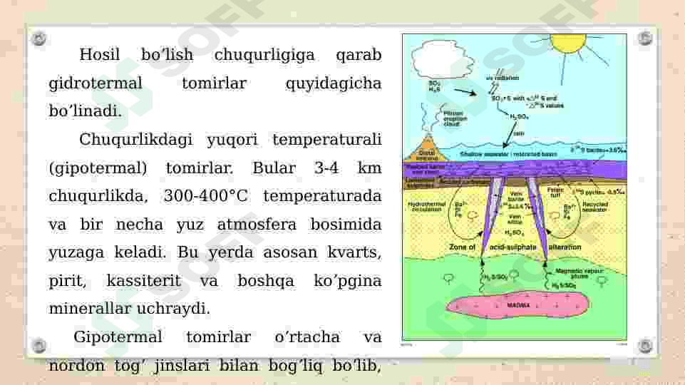 Gidrotermal jarayonlarning turli bosqichlariga  xos minerallar. 4