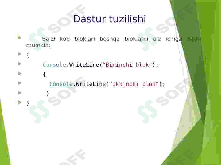 C# tilining tashkil etuvchilari haqida umumiy tushuncha. 4