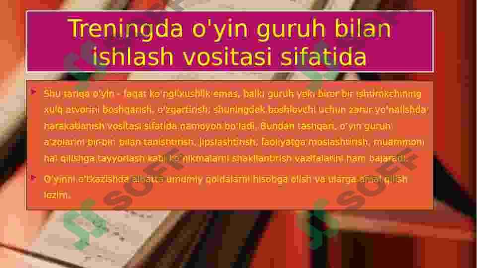Treningda o'yin guruh bilan ishlash vositasi sifatida 4