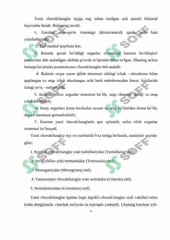 Yassi chuvalchanglarning rivojlanish sikli-parazitlik hayot mahsuli 4