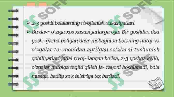 Maktabgacha tarbiya davridagi bolalar taraqqiyotining umumiy shart sharoitlari 4