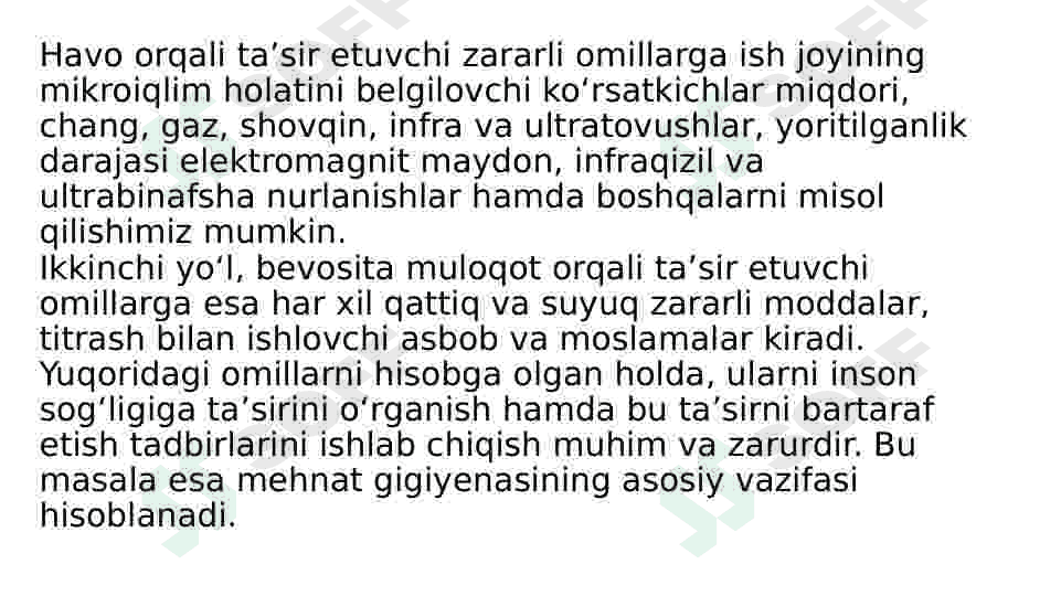 Turli soha mutahasislarining mehnat gigiyenasi(kasb kasalliklari) 4