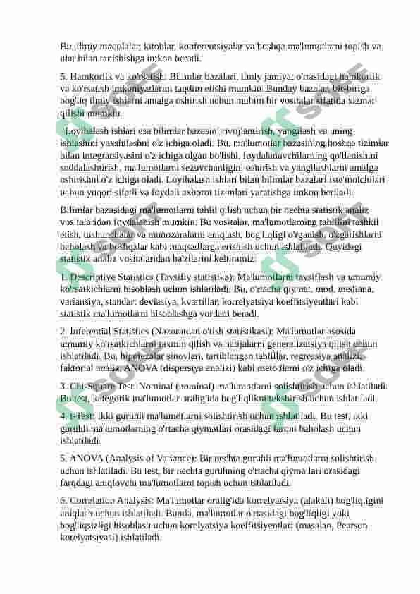 BILIMLAR BAZASINING ASOSIY XUSUSIYATLARI VA ULARGA OID  LOYIHALASH ISHLARI 4