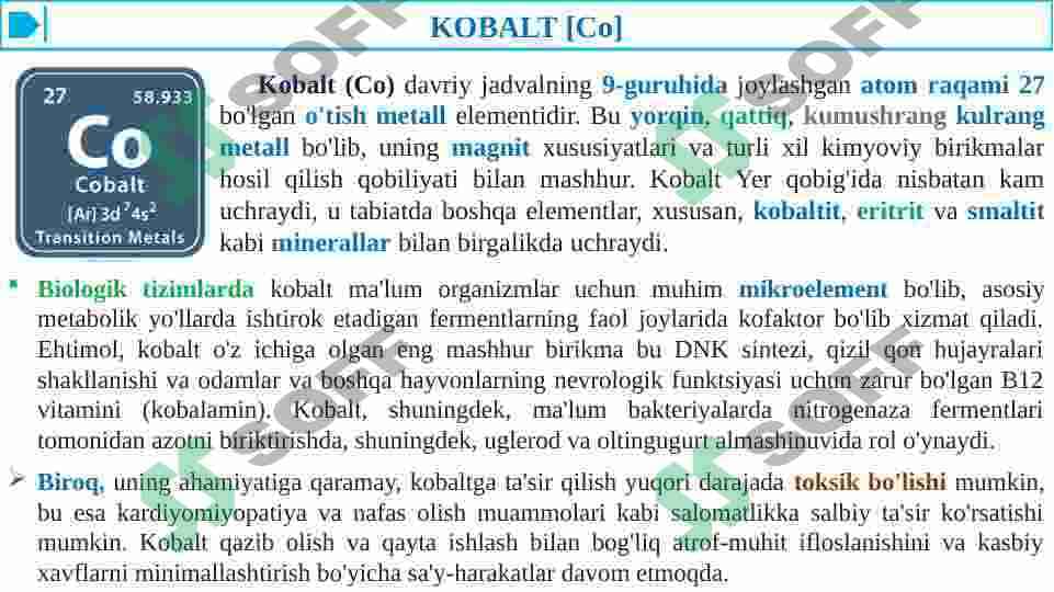 KOBALT. NIKEL BIRIKMALARINING BIOLOGIK AHAMIYATI 4