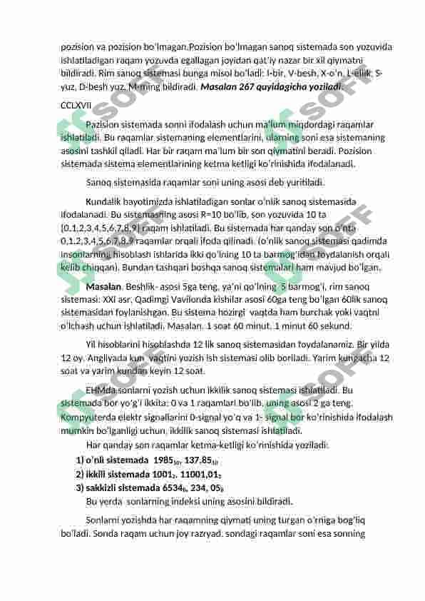 Sanoq sistemalari bilan ishlash. 4