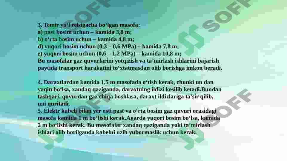 Yer osti gaz quvurlarining ko’chada joylashishi 4