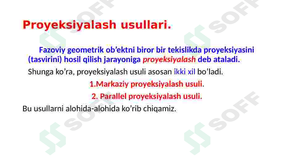 Chizma  geometriya  fani. Monj usuli. 4