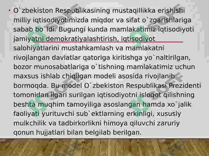 Milliy iqtisodiyot rivojlanishida korxonaning ro'li va o'rni 4