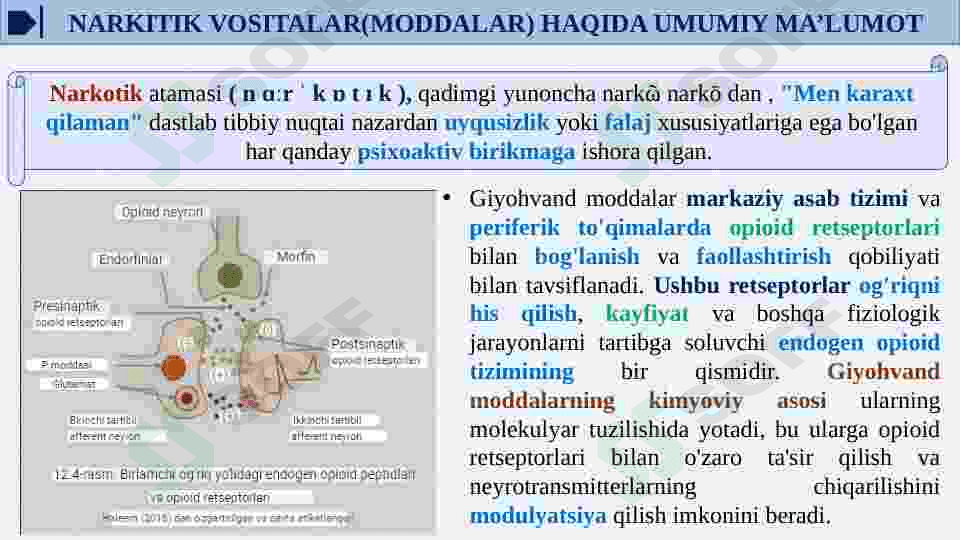 Tabiiy va sintetik narkotik vositalar.Foydasi va zarari 4