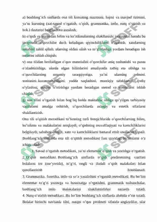 Boshlang’ich sinflarda ona tili o’qitish metodikasi 4