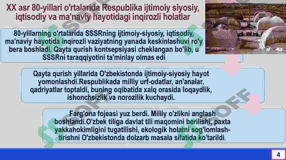 Mustaqillikka erishish arafasidagi Ózbekistonda ijtimoiy-siyosiy jarayonlar 4