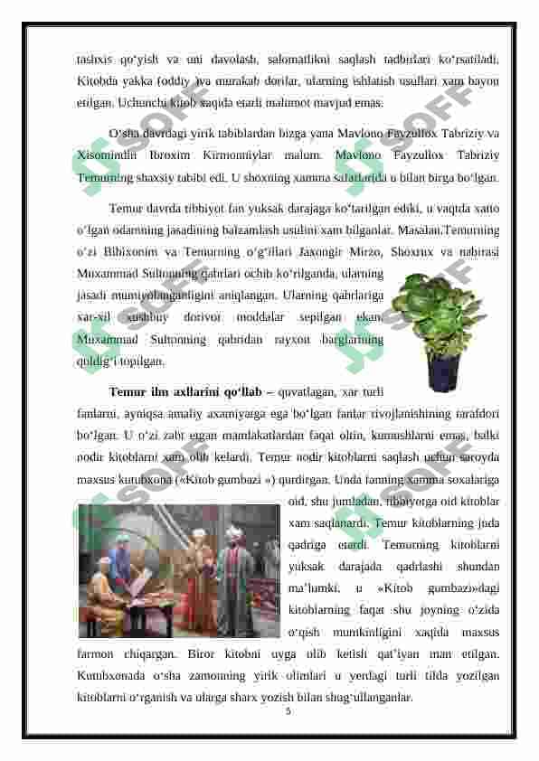 Amir Temur va temuriylar davridagi taniqli tabiblar va ularning faoliyati 5