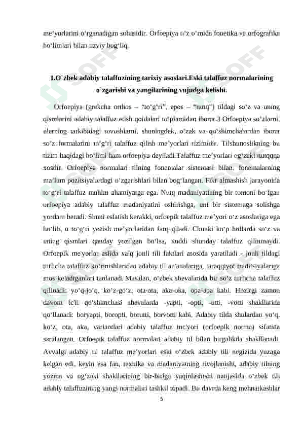 Hozirgi o`zbek orfoepiyasi haqida 5