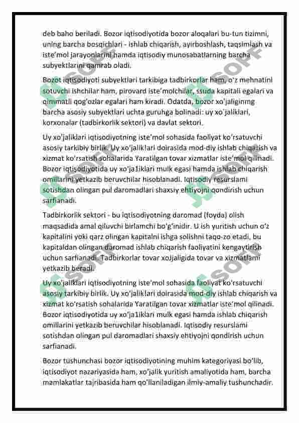 Bozor iqtisodiyoti, uning vujudga kelishi va rivojlanishining shart-sharoitlari 5