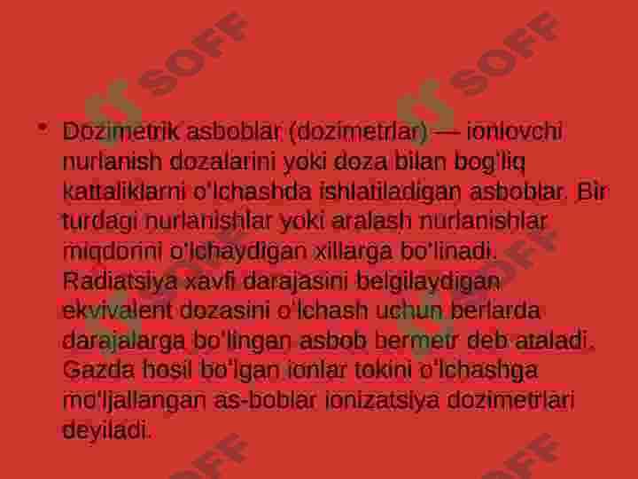Sanitar dozimetrik Nazorat (Gigiyena) 5