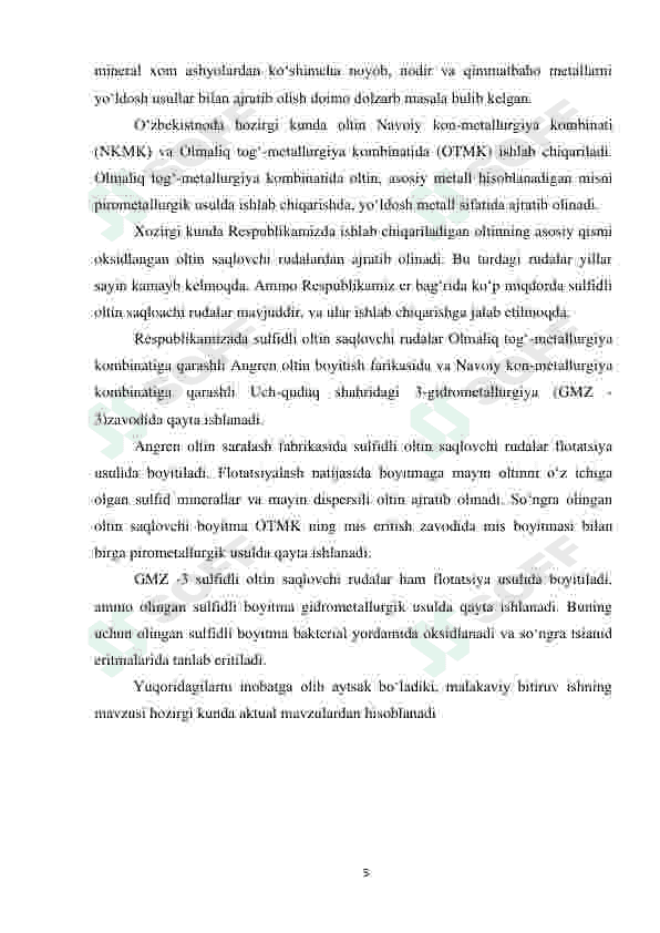 Oltin ajratib olishda sianlash usulidan foydalanish 5