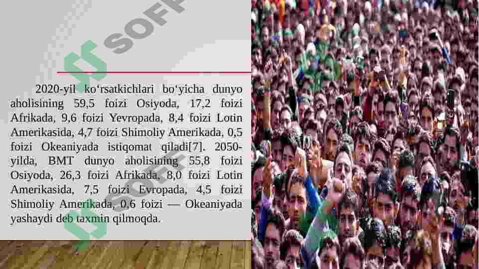 Dunyo aholisining takror barpo bo‘lishining  geografik  omili 5