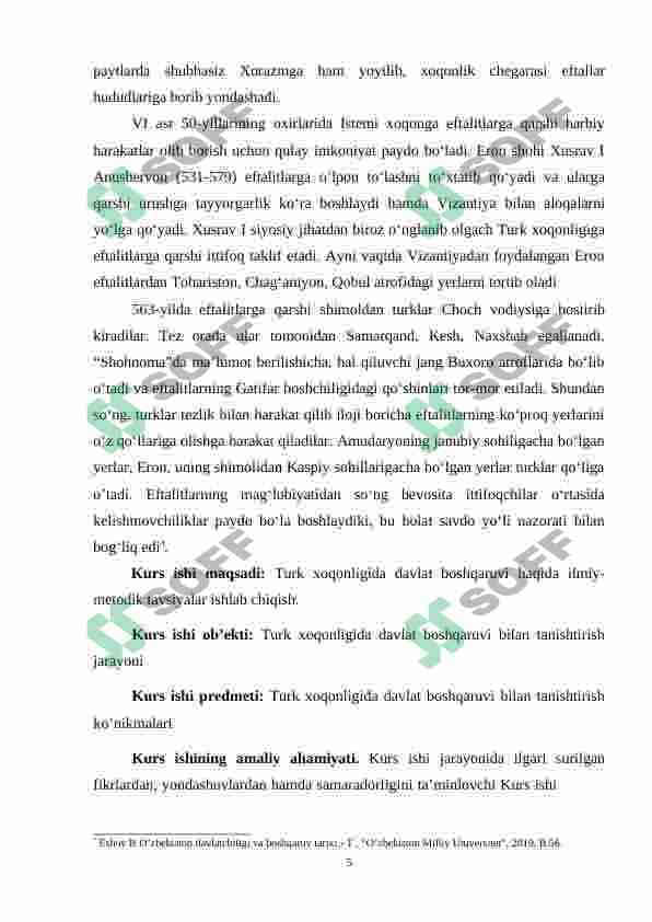 Turk xoqonligi tashkil topishi. Turk xoqonligi davrida O'rta Osiyo 5
