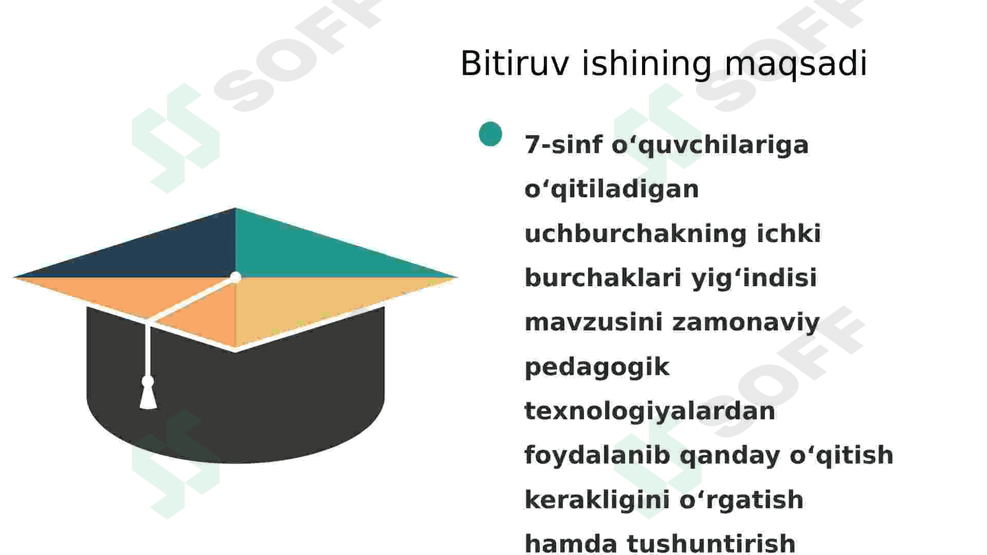 uchburchakning ichki burchaklari yigʻindisi mavzusini oʻqitish metodikasi va dars ishlanmalari 5