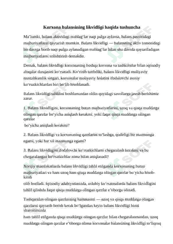 Korxona balansi likvidligi to'lovga layoqatliligi tahlili 5