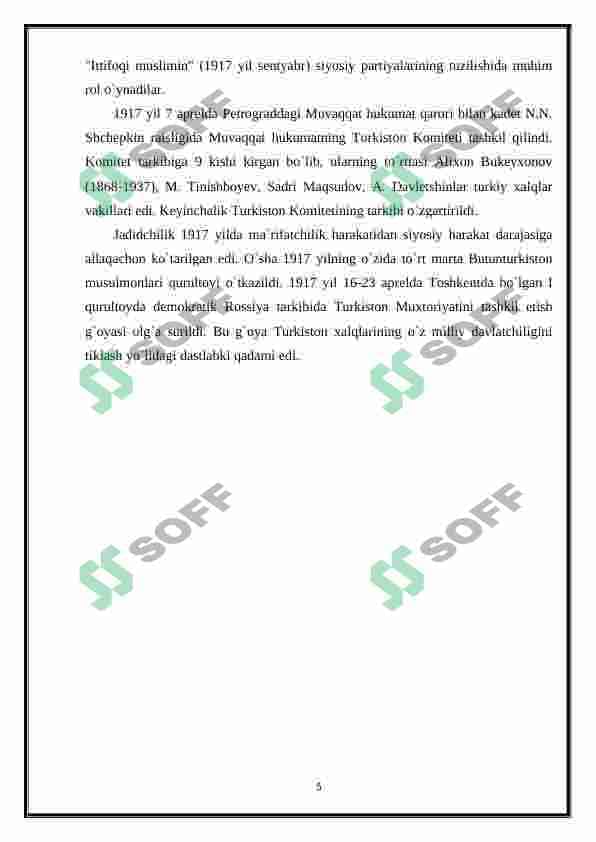 Sovet hokimiyatiga qarshi Farg’ona vodiysidagi qurolli harakatlarning yetakchilari va ularning faoliyati 5