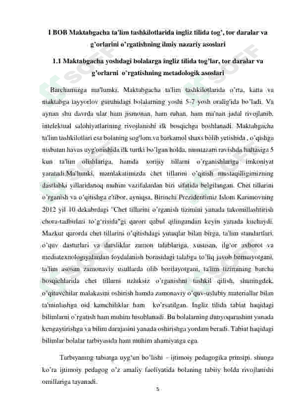 INGLIZ TILIDA TOG'LAR, TOR DARALAR VA G’ORLARNI  O’RGATISH ISHLANMA-LOYIHASI 5