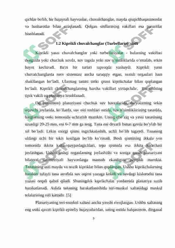 Yassi chuvalchanglarning rivojlanish sikli-parazitlik hayot mahsuli 5