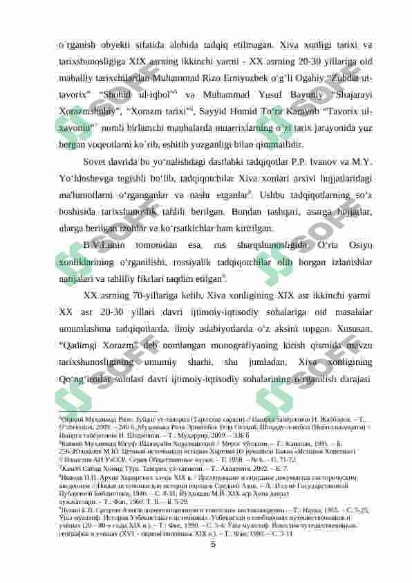XIVA XONLIGI TARIXI TARIXSHUNOSLIGI (XIX ASRNING IKKINCHI YARMI - XX ASR 20-30 YILLARI) 5