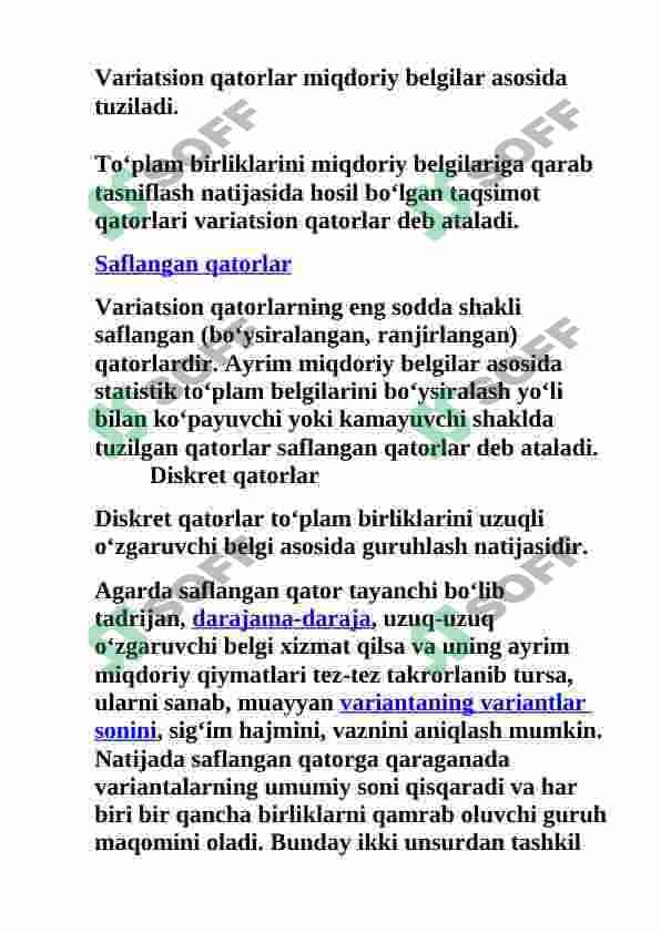 Ko'plik,variatsion qator va ular bilan ishlash.Moda,mediana,tartiblash 5