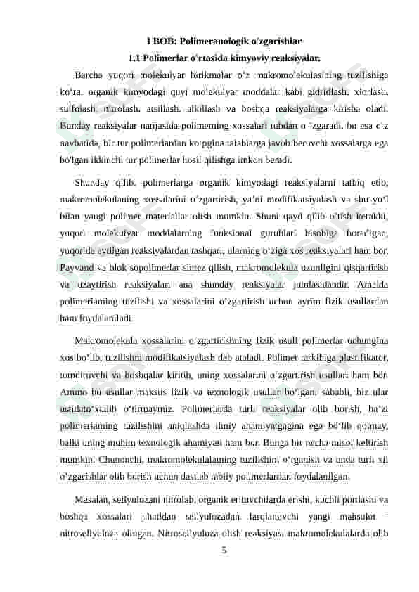 Polimeranalogik o'zgarishlar va ularning o'ziga xos xususiyatlari 5