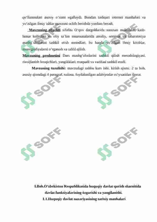 O'zbekiston Respublikasida demokratik huquqiy davlat qurish va fukarolik jamiyatini shakllantirish sharoitida davlat funksiyalarining o'zgarishi va yangilanishi 5