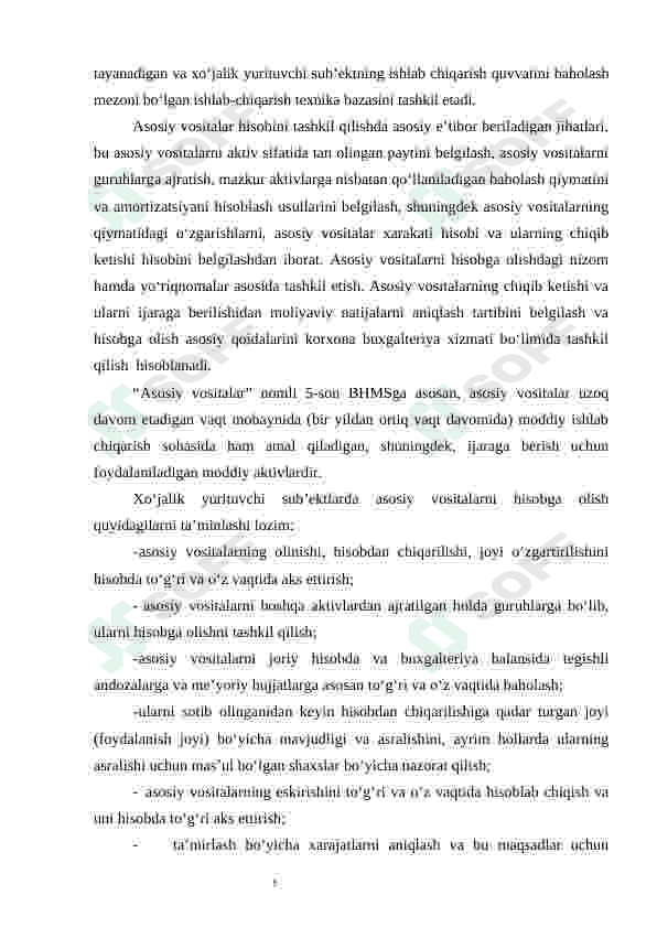 Asosiy vositalarning holati va taminlanganlik tahlili. 5