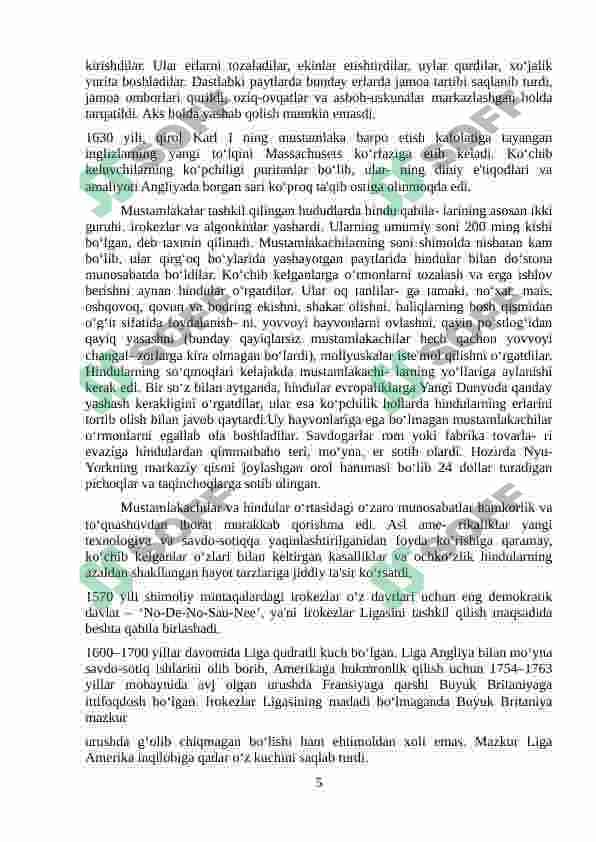 Tarix darslarida XVII asrda shimoliy Amerika.Amerika qo’shma shtatlarini tashkil topishi 5