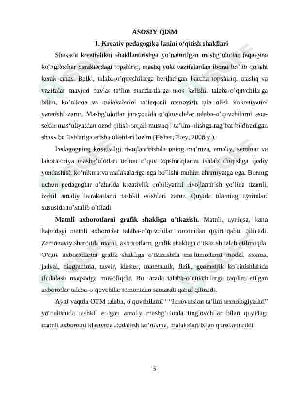 KREATIV PEDOGOGIK FANINI O'QITISH VOSITALARI VA ULARNING TASNIFI 5