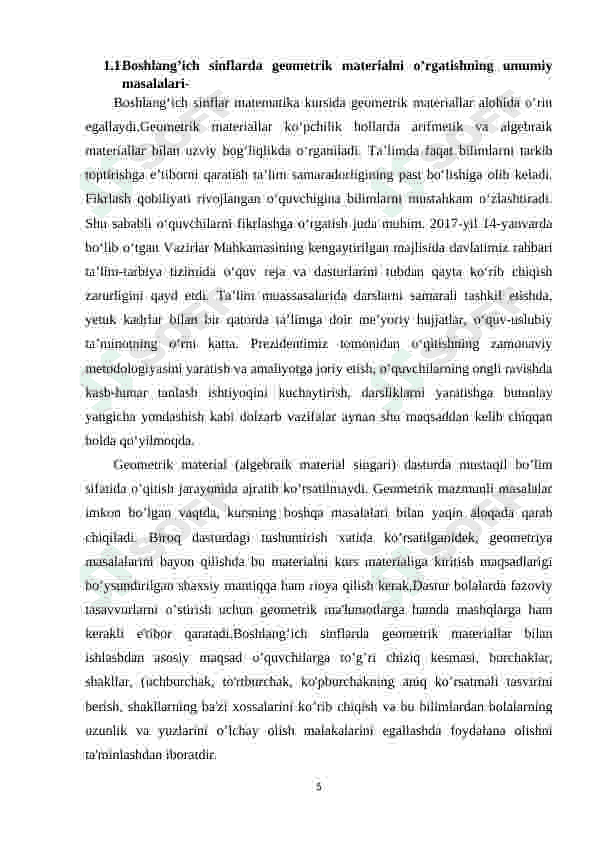 BIRINCHI SINFDA GEOMETRIYA ELEMENTLARINI O’RGATISH METODIKASI 5
