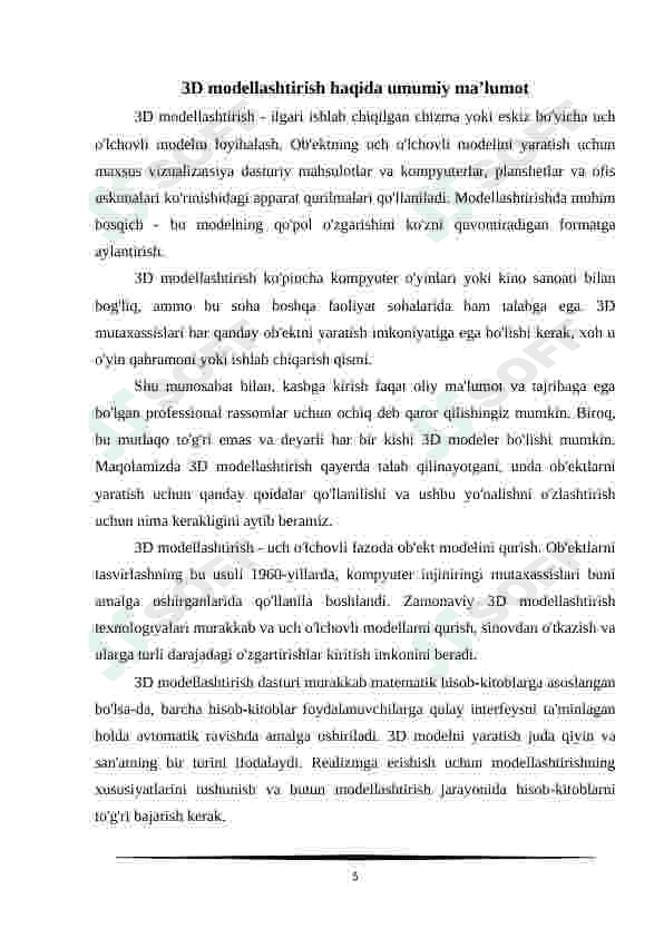 3D modellashtirish dasturida material va tekstura bilan ishlash 5