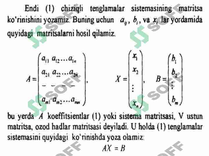 Umumiy ko'rinishdagi chiziqli tenglamalar sistemasini yechish. Bir jinsli chiziqli tenglamalar sistemasi. Chiziqli tenglamalar sistemasining iqtisodiy tadbiqlari. Leont’evning tarmoqlararo balans modeli. 5
