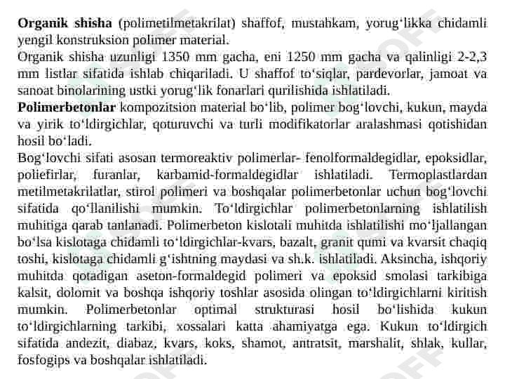 Polimer buyumlarning turlari 5