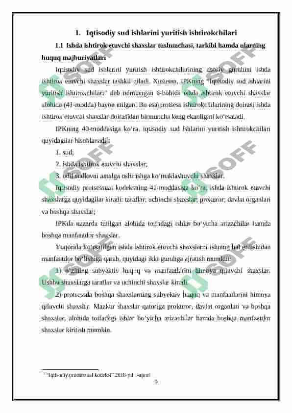 Iqtisodiy sud ishlarini yuritish ishtirokchilarning tarkibi va xususiyatlari 5